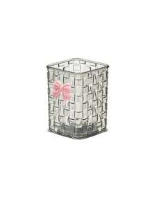 1 pieza Soporte de brochas de maquillaje con textura trenzada y pegatina de mariposa - Organizador de escritorio de gran capacidad para bolígrafos, caja de almacenamiento de plástico transparente blanco/negro de uso múltiple para brochas de maquillaje, bolígrafos, lápices labiales y papelería, almacenamiento ordenado - Perfecto para escritorios, tocadores, baños y mesitas de noche, dormitorio, oficina, para colecciones de vacaciones, baño, dormitorio, gran capacidad