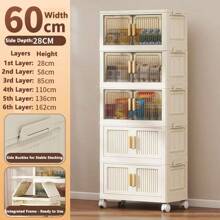 Folding Multilayer Storage Cabinet, Living Room Snacks Toys Organizer Shelf, Home Storage Wardrobe Closet