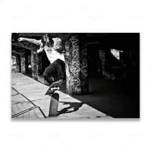 1pc/3PCS Wall Arts Posters Frameless Skateboarding Extreme Sports Posters Prints Black White Photo Canvas Painting Wall Art Pictures Room Decor Skateboard Lover Gift Vintage
