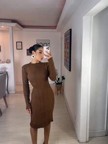 Long Sleeve Dress - 棕色 - 查看 1