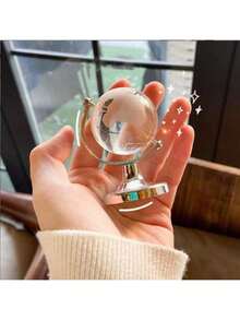 1pc Mini Globe Display, Girl Heart Creative Desktop Display, Transparent Desk Decorations, New Year Gifts, Creative Gifts - Silver - View 1