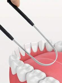 1pc Non-Irritating Stainless Steel Tongue Cleaner, Shaped Tongue Scraper Suitable For Adults & Children, Effective Oral Care Tool Helps Freshen Breath And Clean Tongue