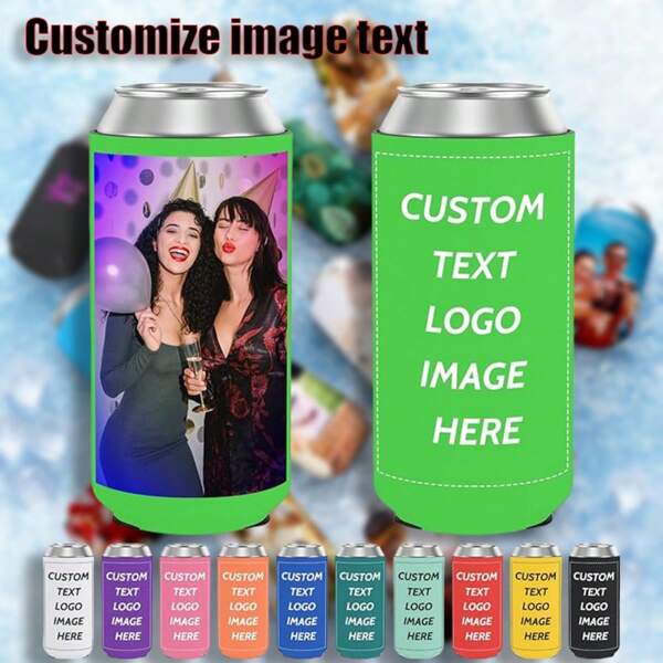Customized Photo, Text Printed Fabric Beverage Cooler Holder, Large Capacity Suitable For Graduation Party, Adult Celebrations, Graduation Ceremony, Party Gathering, Birthday Banquet, Party Drinkware, Father's Gift
