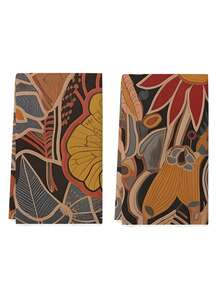 2pcs Bohemian Style Kitchen Towels, Modern Abstract Floral Pattern, Super Soft Woven Fabric, Machine Washable, Suitable For Home Decor And Holiday Gifts - Multicolor - View 4