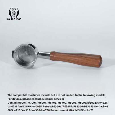 1 Stück Espresso Extraktionsgriff/Portafilter, Kaffee-Werkzeug, bodenlos, 304 Edelstahl, 3-Lappen, 51mm Pulvernapfdurchmesser, natürlicher Rosenholzgriff, silberner 51mm Magnetpulverring zur Vermeidung von Pulverrückständen Schulanfang