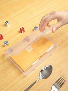 1pc Transparent Plastic Kitchen Storage Container, Suitable For Cheese, Butter And Bacon - Flip-Top Design With Multiple Compartments, Great For RV And Home Fridge/Kitchen Organization | Stackable Cheese Slicer | Durable Storage Box For Cheese