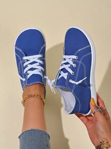 Damen Segeltuch Sneaker in Große Größen, Lässig sportschuhe, bequemer weiter Zehbereich, geeignet für tägliche Lässig und Sport, EU Größe 36-45