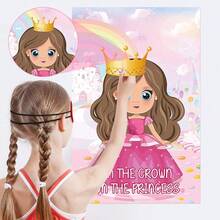 1Set,Pin The Crown On The Princess Party Games For Princess Birthday Party Supplies Pin The Tail Game Princess Tea Party Decorations, Large Princess Poster With 24 Crown Stickers - Multicolor - View 3