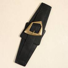 1pc Retro Geometric Metal Buckle Waist Belt, Simple & Stylish Elastic Waistband Design For Dresses & Coats Summer, School Fall, Autumn, Halloween - A - View 7