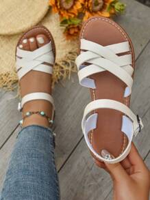 Women's Handmade Comfortable Soft Fashion Stylish Non-Slip Wear-Resistant Open-Toe Lightweight Flat Sandals, Suitable For Home Wear