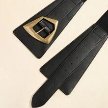 1pc Retro Geometric Metal Buckle Waist Belt, Simple & Stylish Elastic Waistband Design For Dresses & Coats Summer, School Fall, Autumn, Halloween - A - View 5