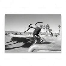 1pc/3PCS Wall Arts Posters Frameless Skateboarding Extreme Sports Posters Prints Black White Photo Canvas Painting Wall Art Pictures Room Decor Skateboard Lover Gift Vintage
