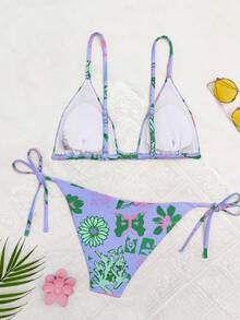 Multi-Color Butterfly Print 2pcs Bikini Set, For Summer Beach Vacation,Removable Swimwear Pads,Swimsuit,Summer Dresses For Women,Summer Clothes Women,Festival,Skirts,Ibiza Outfits,Swimwear Women,Bikini Set,Swimming Costume Women,Beach Wear Women,Holiday Co Ord,Beach Dress,Bikinis For Women Sets,Purple - Multicolor - View 2