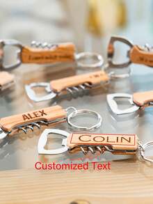 Personalized Multifunctional 3-In-1 Portable Stainless Steel & Wooden Handle Wine/Beer Bottle Opener, Gift For Father,Multi-Functional,Durable,Ornamental,Reusable,Exquisite,Stylish,High-Quality,Colorful,Modern,Custom,Personalized,Unique,Delicate Romance