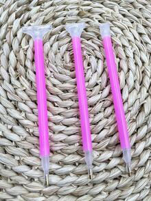 3pcs DIY Diamond Painting Pens, Pink Basic Model, Plastic Handle And Copper Tip, No Power Required, 3/6/9 Diamond Tip Picker Pens, Diamond Painting Bead Corrector Pens, DIY Handmade Quick Stick Dot Pens