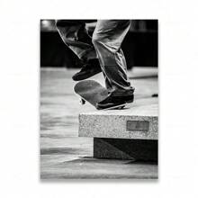 1pc/3PCS Wall Arts Posters Frameless Skateboarding Extreme Sports Posters Prints Black White Photo Canvas Painting Wall Art Pictures Room Decor Skateboard Lover Gift Vintage