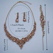 Set Of Luxury Elegant Women Jewelry Set, Fashionable Necklace Earrings Bracelet 4pcs, Suitable For Bride Wedding, Gala, Formal Occasion