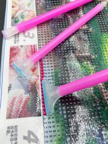 3pcs DIY Diamond Painting Pens, Pink Basic Model, Plastic Handle And Copper Tip, No Power Required, 3/6/9 Diamond Tip Picker Pens, Diamond Painting Bead Corrector Pens, DIY Handmade Quick Stick Dot Pens