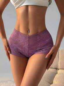 6 PCS Women's Sexy Lace Boxer Shorts Mid Waist Seamless Panties Tummy Control &Butt Lifter Stretch Lingerie Comfortable And Breathable Briefs Sports Underwear
