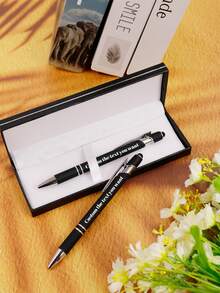 LICVIC 1/2Pcs Personalized Metal Ballpoint Pens, Gift Box, Customized Engraving Text Pens, Black, Suitable As Business Gifts, Advertising Gifts, Holiday Gifts, Company Gifts, School Gifts, Valentine'S Day Gifts, Capacitive Stylus Ballnoint Pen, Fit For All Canacitive Touch Screen Devices