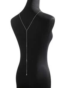 1 件时尚性感闪亮项链，玻璃水钻吊坠项链，适合女士，身体链，露背链，适合节日、聚会、礼物和夏季日常穿着