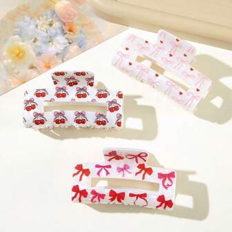 New Arrival Hot Selling Mermaid, Cherry, Bow Pattern Rectangle Claw Hair Clips, Hair Claw, Ponytail Clips, Butterfly Clips, Cute PVC Plastic Hair Accessories Suitable For Autumn, Winter, Summer, Spring Hair Jaw Clip Hair Clamps Hair Clutch Hair Catcher Clip
