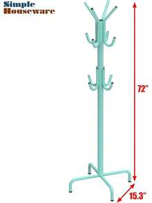 Jkm Simple Houseware Standing Coat And Hat Hanger Organizer Rack, 12 Hooks, Bronze - 藍色 - 查看 6