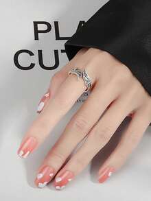 复古天使恶魔翅膀创意戒指男女朋克哥特式开口戒指手工中性首饰配饰情侣礼物 - 復古銀色 - 查看 6