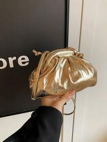 春夏新款简约纯色闪亮褶皱云朵包，个性大容量户外购物贝壳包，时尚百搭旅行度假斜挎包，休闲日常通勤女士单肩包，适合上学和工作使用 - 彩色 - 查看 10