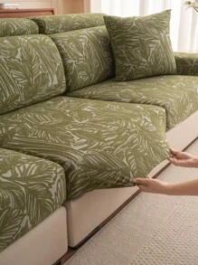1 pieza Funda de sofá jacquard de hoja 3D, antideslizante, fácil de limpiar, adecuado para sala de estar, dormitorio, oficina, 4 estaciones, amigable para familias con niños y mascotas