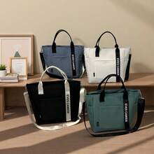 Bolso de tote con múltiples bolsillos, bolso de hombro portátil para viajes y trabajo, bolso cruzado de lona Oxford resistente, mochila de estudiante, bolso para tutoría - Multicolor - Ver 7