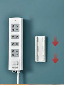 Non-Hole Socket Holder, Extension Cord Storage Box, Suitable For Kitchen, Home, Office, Wall Mounted, Self-Adhesive Desktop Socket Holder, Practical Hook