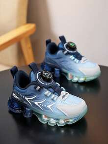 Boys' Spring/Summer Lightweight Sports Shoes, Mesh Breathable Upper, Rotary Buckle, Slip-Resistant Outsole, Versatile For Daily Wear & Sports Running Colorful Sneakers - Multicolor - View 3