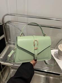 Solid Color Student/Casual/Street/Minimalist Fashion Tote Bag - Turquoise - View 8