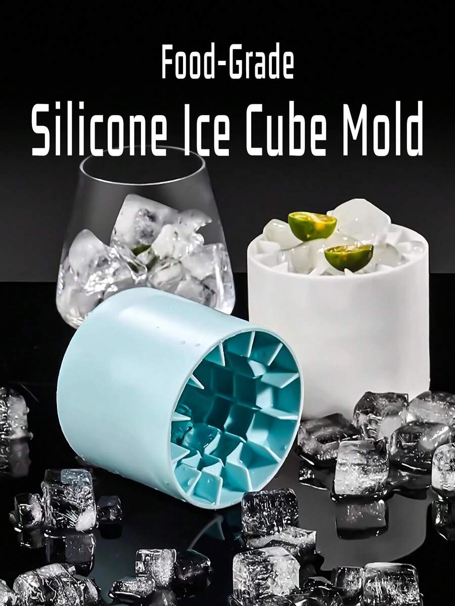 2 khay làm đá viên bằng silicon, máy làm đá viên, cốc đá bào, máy làm đá viên hình trụ, khay làm đá dễ lấy đá ra, có thể làm được 60 viên đá, khay làm đá kiểu nhấn dễ lấy ra, thích hợp cho gia đình, khách sạn, nhà bếp. - Nhiều màu - Xem 1
