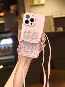 Bolso cruzado con diseño de rombos en diagonal, unicolor con borde recto, rosa, minimalista, funda protectora de teléfono gruesa y a prueba de golpes, adecuada para iPhone 15 XR/7/8, iPhone 15 Pro Max/12 Pro Max/13 Pro Max/14 Pro Max 13 14 11 12P 14 Women P11 Soft Shell P12 Anti-Caída XS.XR /78P.78GES2, adecuada para A134G A22 A21S A514G A52 S22 Ultra A335G, adecuada para Redmi 10 Redmi Note 114G Redmi 11 Lite A53 TPU A14/A23/S23 Ultra S24 A14 A15 S23 A73 Funda de teléfono Redmi