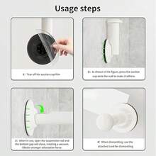 1 peça de suporte organizador de cabides para lavanderia, empilhador organizador de cabides, suporte para cabides que economiza espaço para máquinas Washington, organização e armazenamento de lavanderia, suporte para cabides com ventosa, haste retrátil sem perfuração, ferramenta de organização de cabideiro de parede para varanda doméstica - Multicolorido - Ver 10