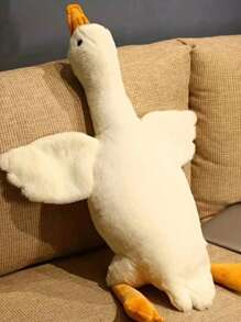 1 Stück weiches Plüsch Ente Stofftier, Weiß/Grau/Braun, Begleittier für Katzen und Hunde, hilft Hunden beim Spielen und Energieaufwand, geeignet für kleine bis mittlere Haustiere (nicht für große Haustiere empfohlen, da sie es zerkauen und beschädigen könnten)