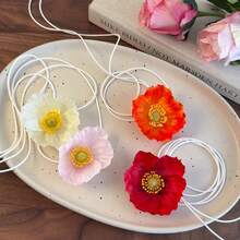 1pc Flower Necklace Neck Chain Accessories Seaside Vacation Ribbon Clavicle Chain Female - Multicolor - View 4