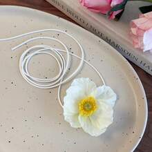 1pc Flower Necklace Neck Chain Accessories Seaside Vacation Ribbon Clavicle Chain Female - Multicolor - View 8