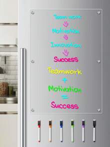 1 Set Large 6-Hole Message Board, Magnetic Acrylic Fridge Magnets, Reusable Dry Erase Calendar, A3 Weekly Meal Planner, Acrylic Magnetic Weekly Planner Board, Transparent Erasable Writing Board, Large Reinforced Acrylic Memo Board, Reusable Writing Board (Includes 6 Whiteboard Markers) - Transparent - View 10