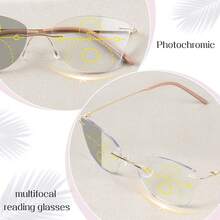 Gafas de lectura multifocales progresivas y fotocromáticas para mujeres, con visión amplia, diseño de marco ultraligero y cómodo de usar - Blanco - Ver 6