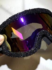 POLASUP 3-In-1 Set: 1pc Oversized Ski Goggles With Eye Mask, Fashion Decorative Soft Rubber Ski Goggles Protective Glasses, Anti-Splash For Skiing, Karting, Offroad Riding, Hiking, Sandstorm, Skydiving, With Adjustable Strap For Summer Beach Vacation, Outdoor, Travel Halloween Costumes Accessories Snow Windproof - Black Diamonds/black Frame/color Coated Lenses/thickened Sponge - View 6