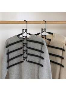 5 Packs Metal Heavy-Duty Space-Saving Coat Hangers, 5-In-1 Multi-Layer, With Non-Slip Foam Padding, For Coats, Sweaters, Suits And T-Shirts