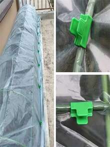 100pcs Multi-Function Gardening Clips, Plastic Material, Suitable For Fixing And Support, Gardening Clips, Used For Greenhouse Installation, Essential Gardening Tool, Gardening Structure Accessories | Functional Mesh Clips, Used For Fixing Gardening Clips - Green - View 3