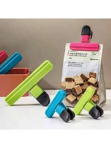 3pcs T-Shape Food Sealing Clips, Strong Plastic Bag Clips For Potato Chips And Snacks, Airtight And Waterproof - Multicolor - View 4
