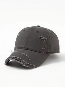 1pc Washed Distressed Casual Baseball Cap, Suitable For Everyday Wear And Travel - Dark Grey - View 9