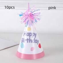 6pcs Mixed Style & 10pcs Solid Color Colorful Tinsel Birthday Hats, Magical Party Hat, Party Hat, Goddess Hat With "Happy Birthday" Text, Lightweight Paper Hat, Suitable For Festival Celebration, Birthday Party Accessories | Tinsel Top Hats, Birthday Party, Tabletop Decoration - Multicolor - View 16