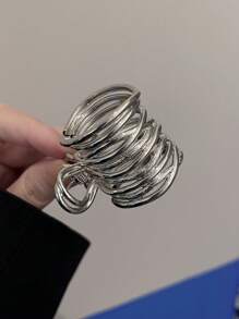 1pc Minimalist Design High Ponytail Claw Hair Clip With Ring, Premium Metal Hair Accessory For Women Hair Clips Hair Jaw Clip Hair Clamps Hair Clutch Hair Catcher Clip, Claw Clip