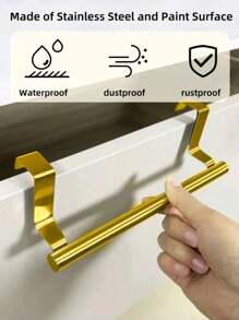 1/2pcs Stainless Steel Over The Door Towel Rack, No Drilling Needed Towel Bar Holder For Kitchen, Bathroom, Bedroom, Saves Space And Keeps Home Tidy